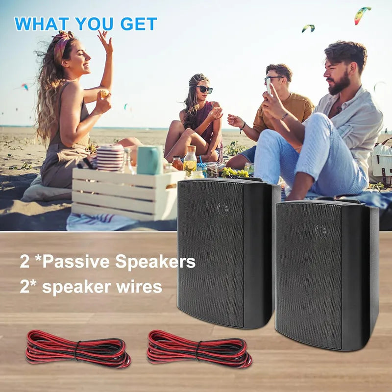 Herdio 2PCS 6.5'' 400W Outdoor Speakers Wired Waterproof Passive With Powerful Bass Wall Mount Speakers For Indoor Patio Covered