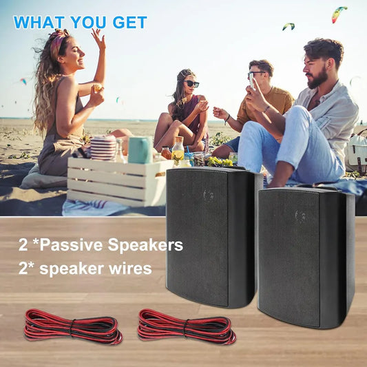 Herdio 2PCS 6.5'' 400W Outdoor Speakers Wired Waterproof Passive With Powerful Bass Wall Mount Speakers For Indoor Patio Covered