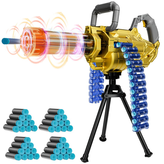 Gatling Machine Gun Bullet Chain Soft Bullet Electric/Manual, High Speed Shooting Toy, High Quality Toy Gun With Light Cool Eff