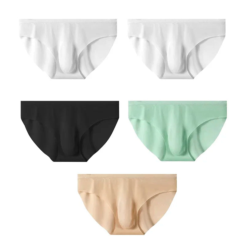 5 PCS/SET Men's Briefs Summer Ice Silk Underwear Sexy Seamless Breathable Low Waist Panties Shorts Plus Size 3XL  Lingerie