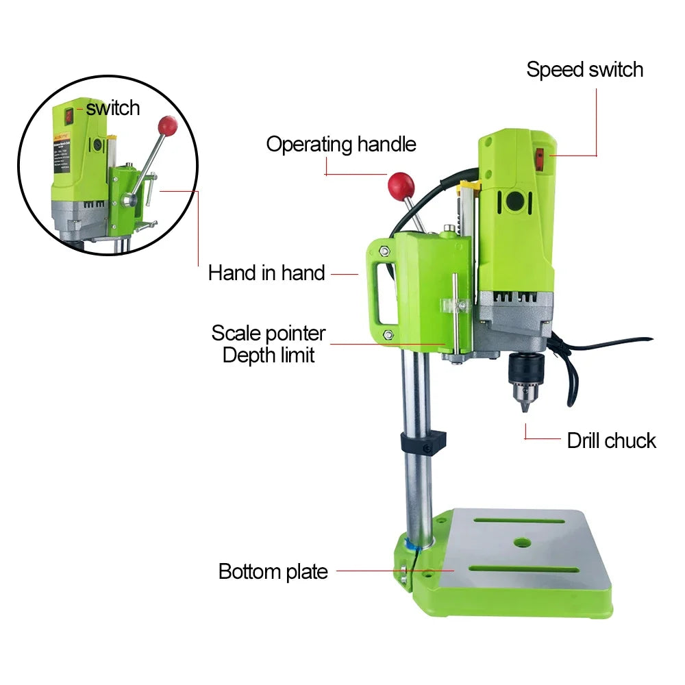 Allsome BG-5156E Bench Drill Press,Variable Speed Benchtop Drill Machine,6-Speed,Green 710W