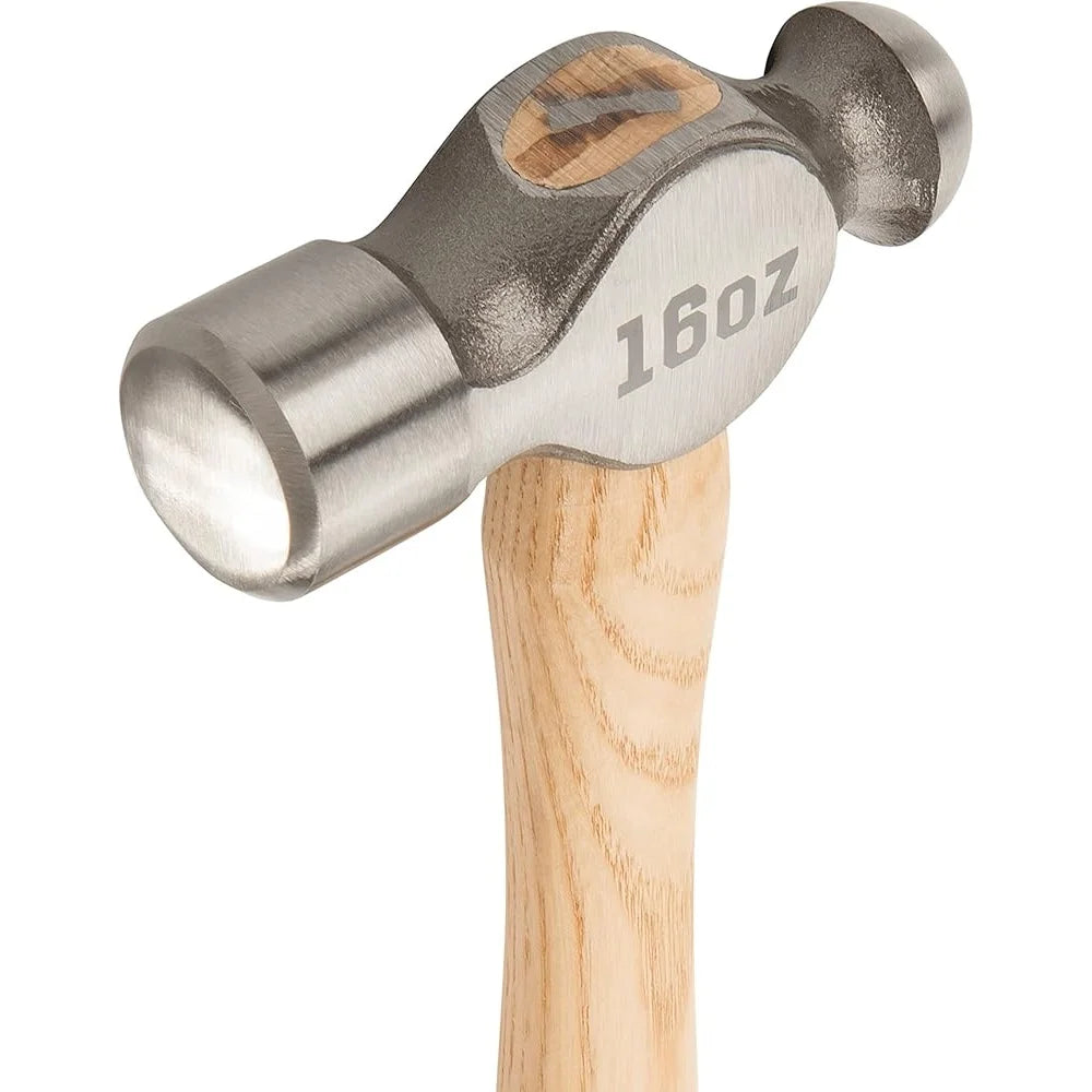16 oz Ball Peen Hammer Forged Steel Head Durable Fiberglass Handle Metalworking Tool Mechanics Contractors DIYers