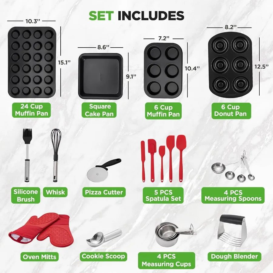 NutriChef 42Piece Nonstick Bakeware Set With Oven Mitts