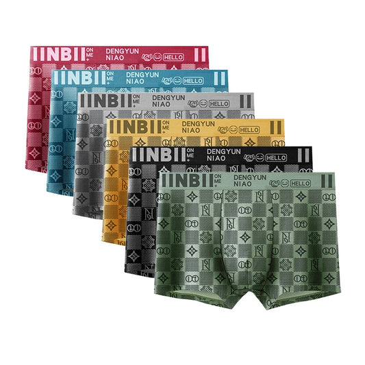 6PCS Men Boxer Shorts Print Men's Underwear Fashion Breathable Soft Underpants U Convex Lingerie Sexy Men Panties Hot Sell