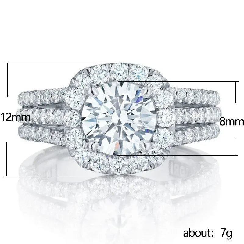 Sterling Silver Rings for Women AAA Cubic Zirconia Luxury Engagement Rings Fashion Wedding Party Jewelry