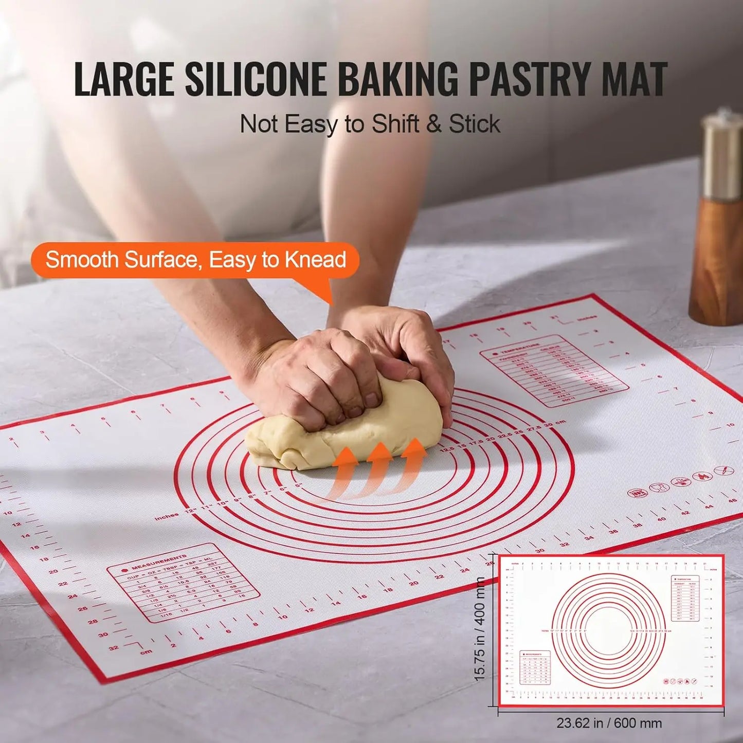 Adjustable Rolling Pin Stainless Steel Dough Roller with Thickness Rings and Pastry Baking Nonstick Mat Set