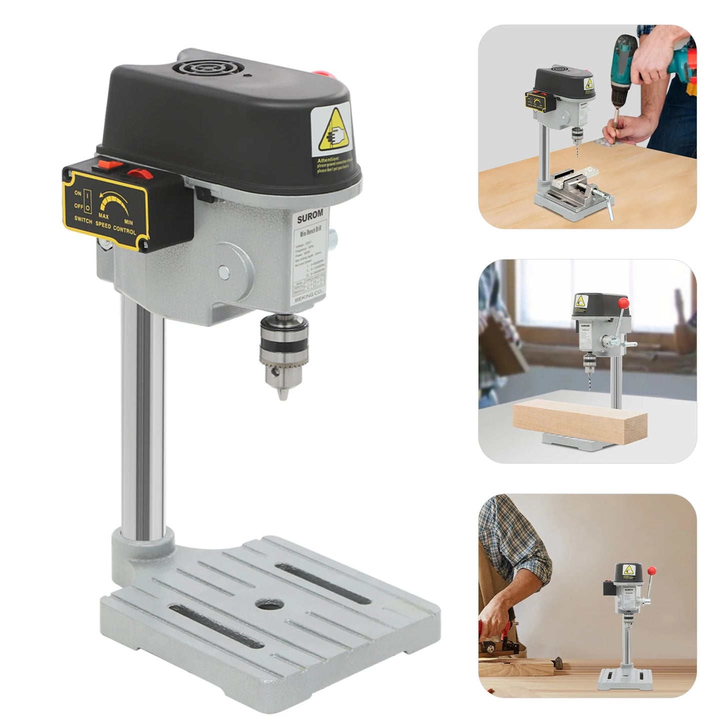 340W Mini Bench Drill Press, 5158A Corded Table Drill, Portable Bench Drilling tool， roller speed control,110/220v