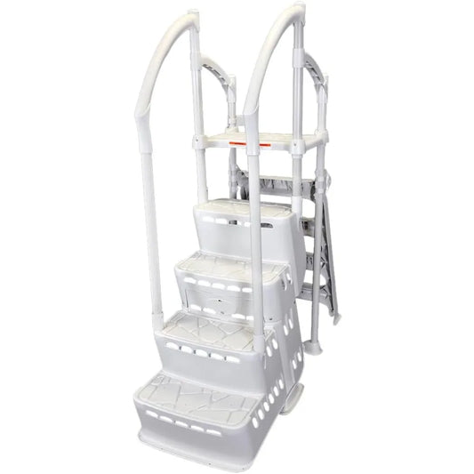 Above Ground Pool Step & Ladder System | Suitable for Swimming Pools Without A Deck | Steps Measure 42" H x 25" W x 36" D | Ladd