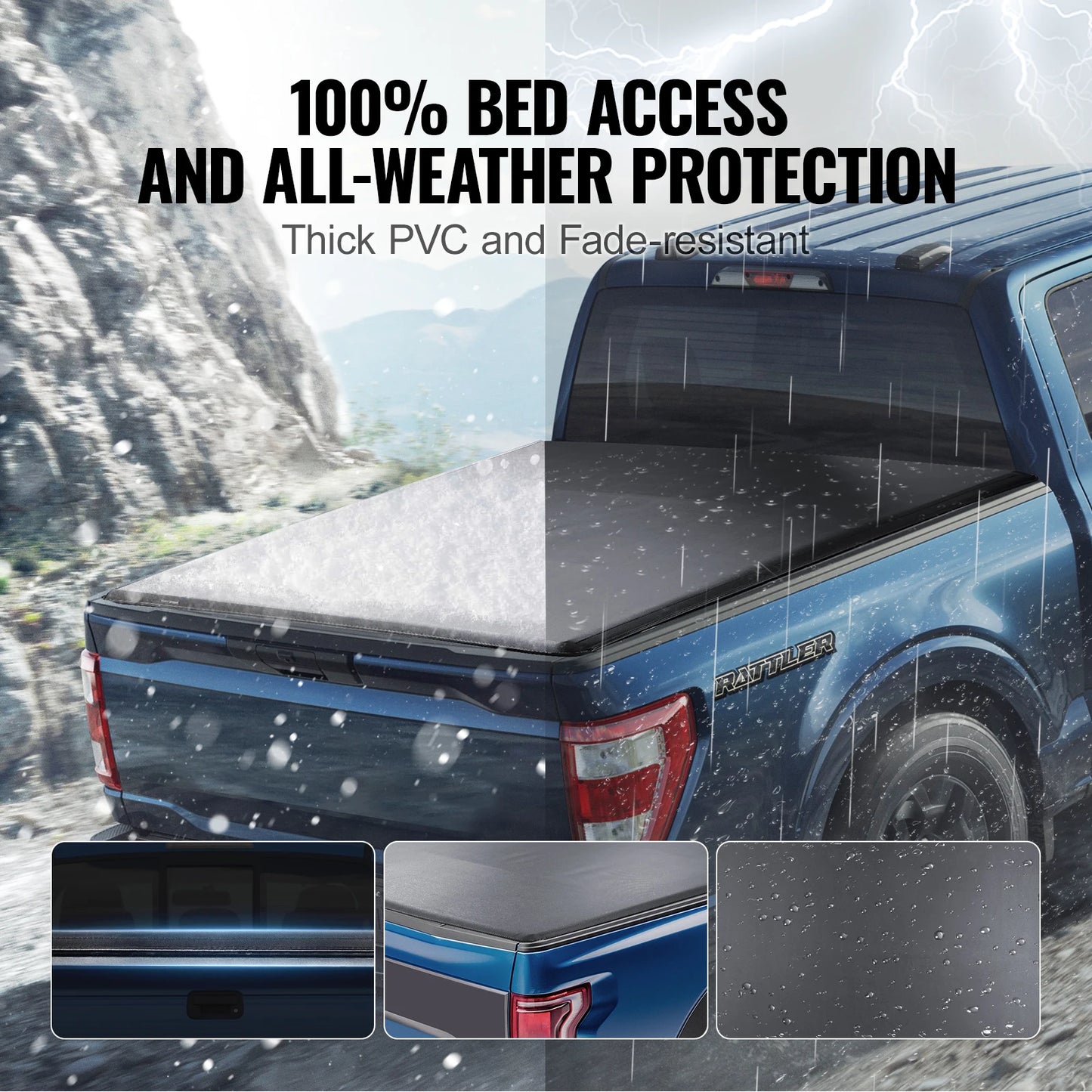 SucceBuy Truck Bed Cover Roll Up Truck Bed Tonneau Cover Compatible with 2009-2024 Ford F-150 Styleside Bed for 5.5 x 5.4 ft Bed