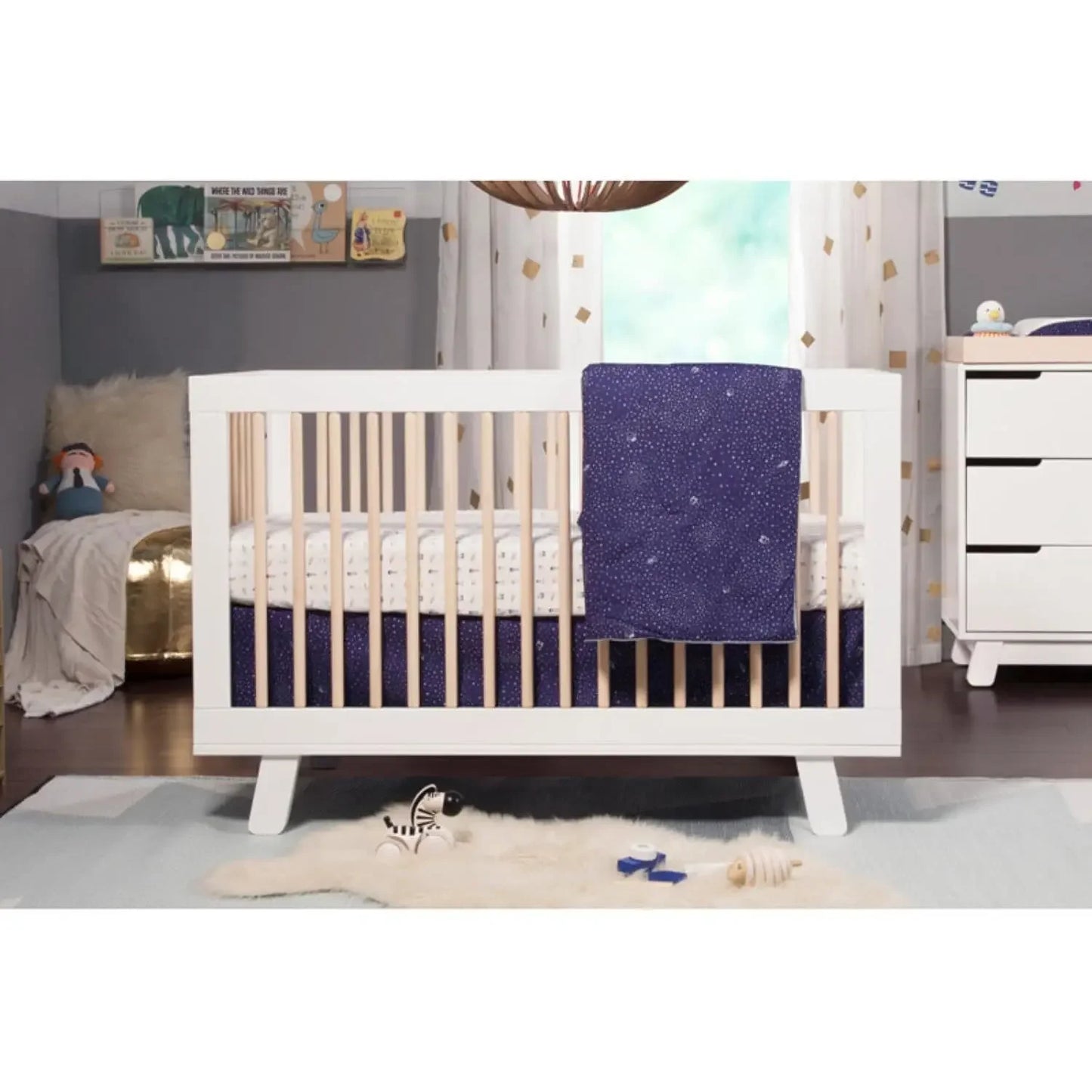 Babyletto Hudson 3-In-1 GREENGUARD Certified Convertible To Toddler And Sofa Bed 4 Adjustable Heights Wooden Baby Crib - Natural