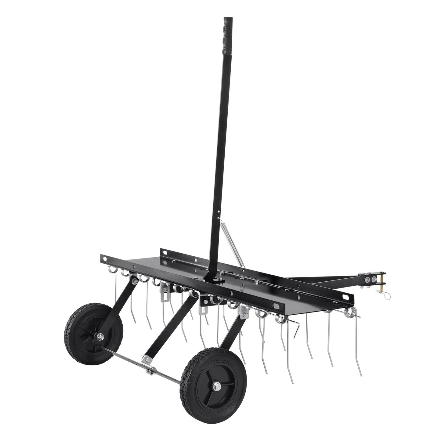 SucceBuy Tow Behind Dethatcher 40in Tow Dethatcher with 20 Spring Steel Tines Lawn Dethatcher Rake for ATV/Mower Tow Behind Lawn