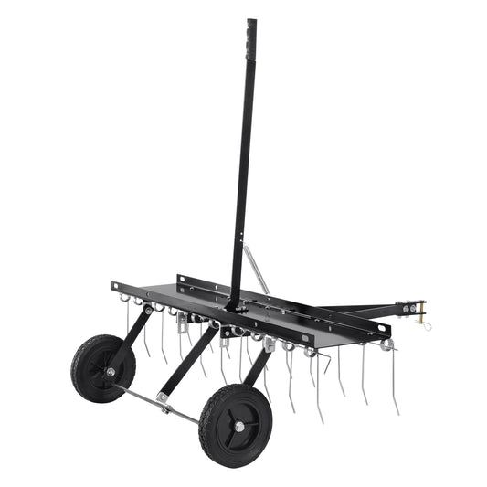 SucceBuy Tow Behind Dethatcher 40in Tow Dethatcher with 20 Spring Steel Tines Lawn Dethatcher Rake for ATV/Mower Tow Behind Lawn