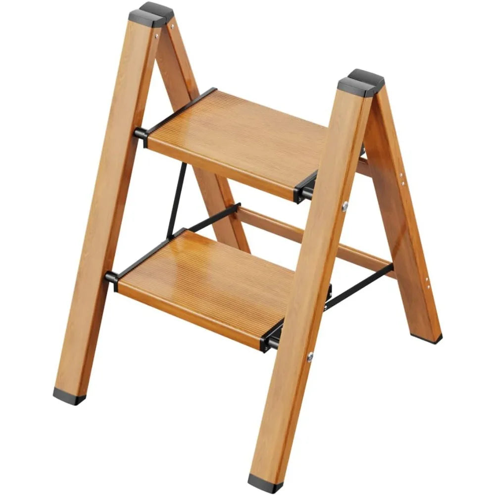 GameGem 2 Step Ladder, Aluminum Folding Step Stool with Anti-Slip Sturdy and Wide Pedal, Lightweight Portable Multi-Use Stepladd