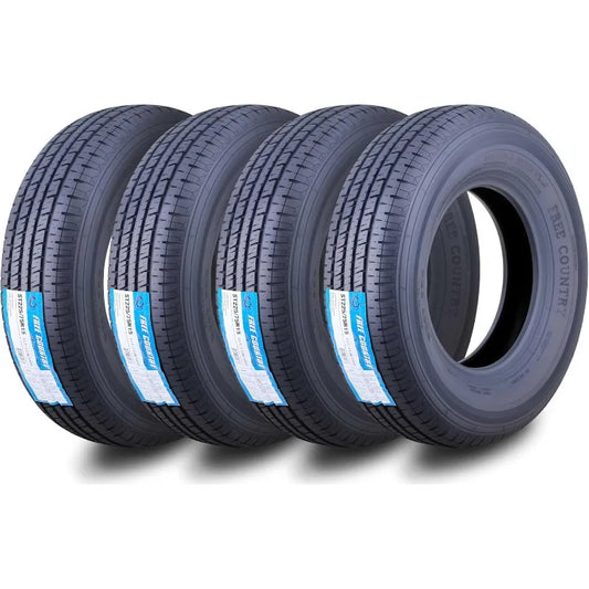 Grand Ride Set 4 Trailer Tires ST225/75R15 10 Ply Load Range E Steel Belted Radial w/Featured Scuff Guard