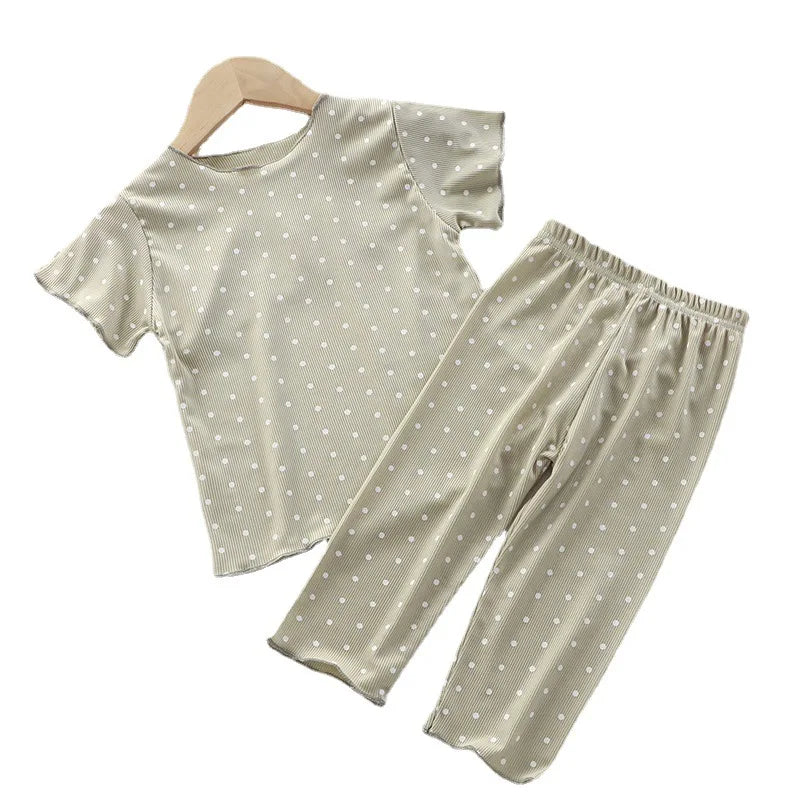 Girls Two Piece Short Sleeve Lightweight Summer Outfit Set