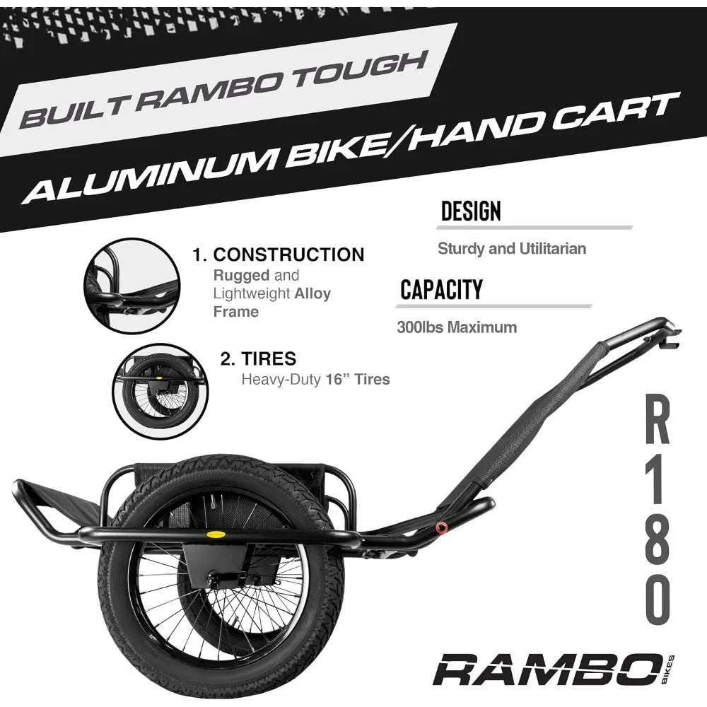 Bikes Aluminum Bike Trailer Cart-Heavy-Duty Game Cart and Utility Trailer - 300lbs Maximum Capacity - 6061 Aluminum Alloy Frame
