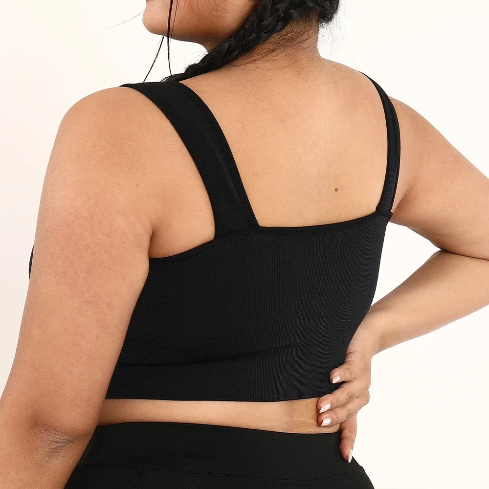 Plus Size Women Screw Thread Seamless Sports Bra Yoga Crop Top Fitness Running Solid Gym Tank Tops Woman Clothing 0XL-3XL