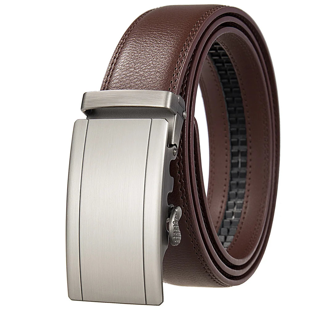 Genuine Leather Belt For Men Automatic Buckle 3.5cm Black