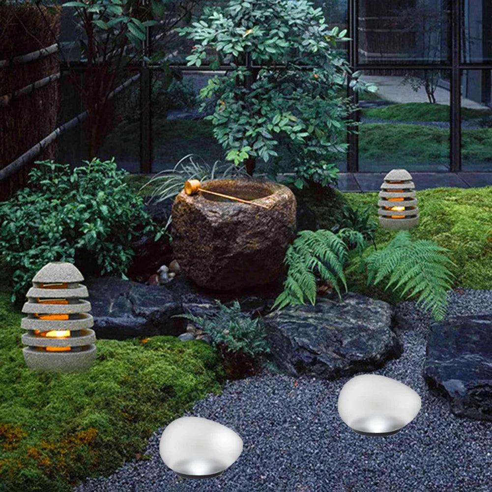 Glow Cobble Stone IP55 Waterproof Solar Pebble Lamp 600mAh Garden Lawn Light Last Up To 8H Solar Cobble Stone Lamp for Yard Lawn