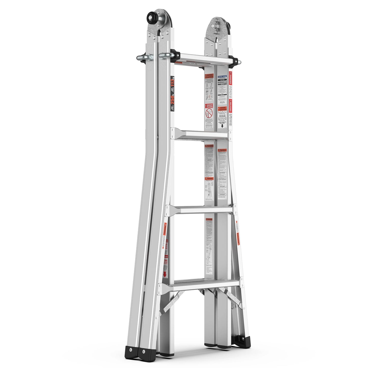 Comparable Durable Foot Foot pads Frame Knob locking Ladder Non Non slip Push 17ft Multi-Position Foldable Aluminum Ladder, A-Fr