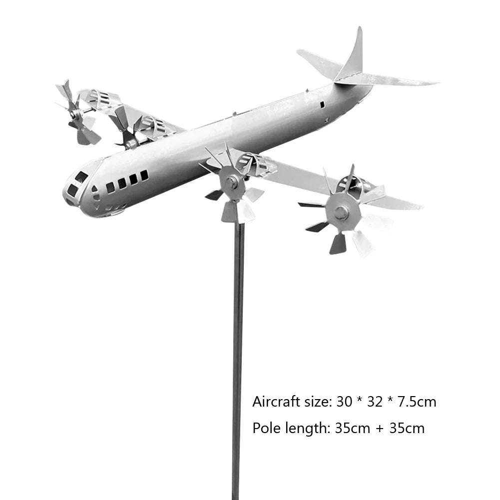 Super Fortress Aircraft Windmill Iron Metal Spinner Aircraft Windmill Wind Energy Sculpture for Outdoor Garden Decoration