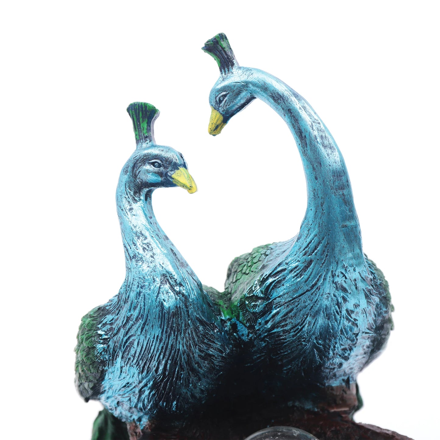 Peacock Waterfall Fountain Desktop Ornament Indoor Feng Shui Water Sound Decor, Rockery Waterfall Resin Fountain Ornament Decor