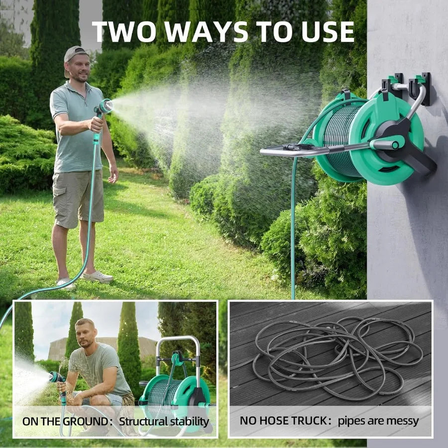 Portable Garden Hose Reel Cart Hold Up to 5075 Ft Hose Garden Hose Holder Tools With BuiltIn Guide for Outside Car Washing Wate
