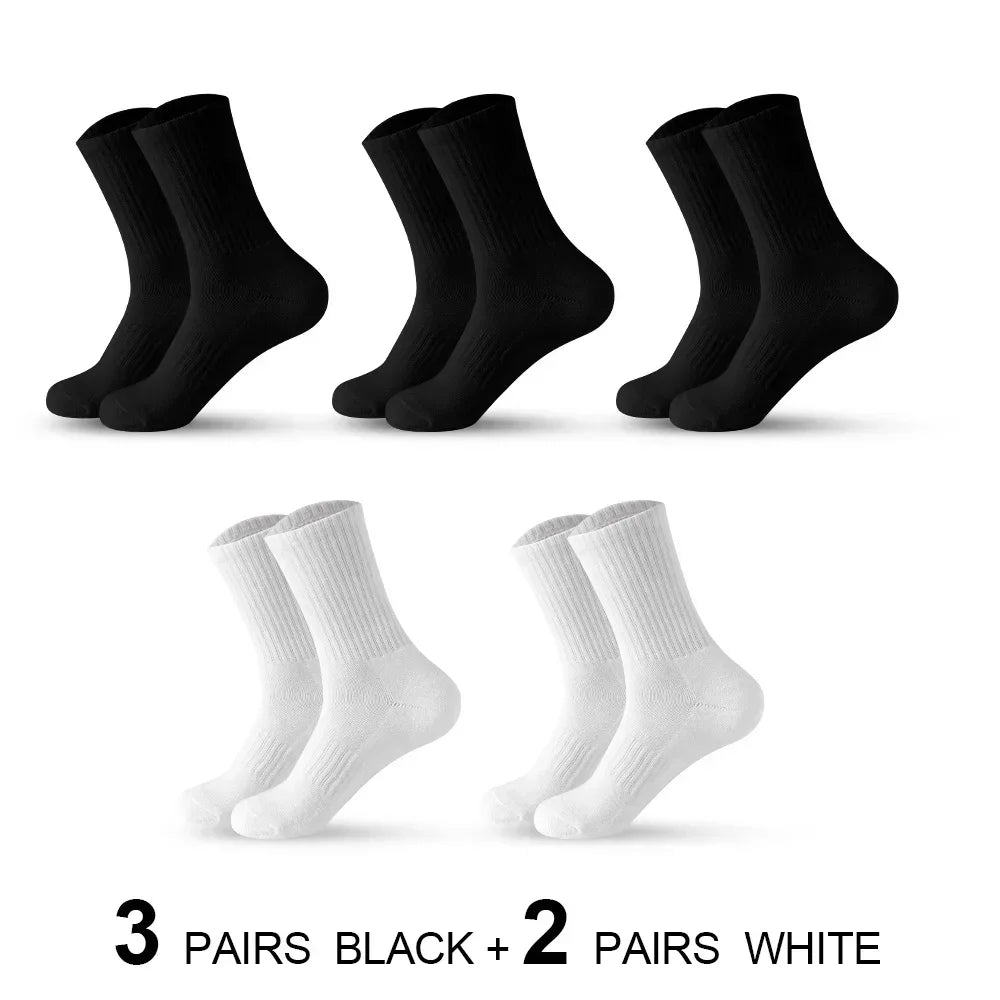5Pairs Brand Men Cotton New Style White Socks Men Soft Breathable Sports Long socks Summer Winter for Male Socks Plus Size