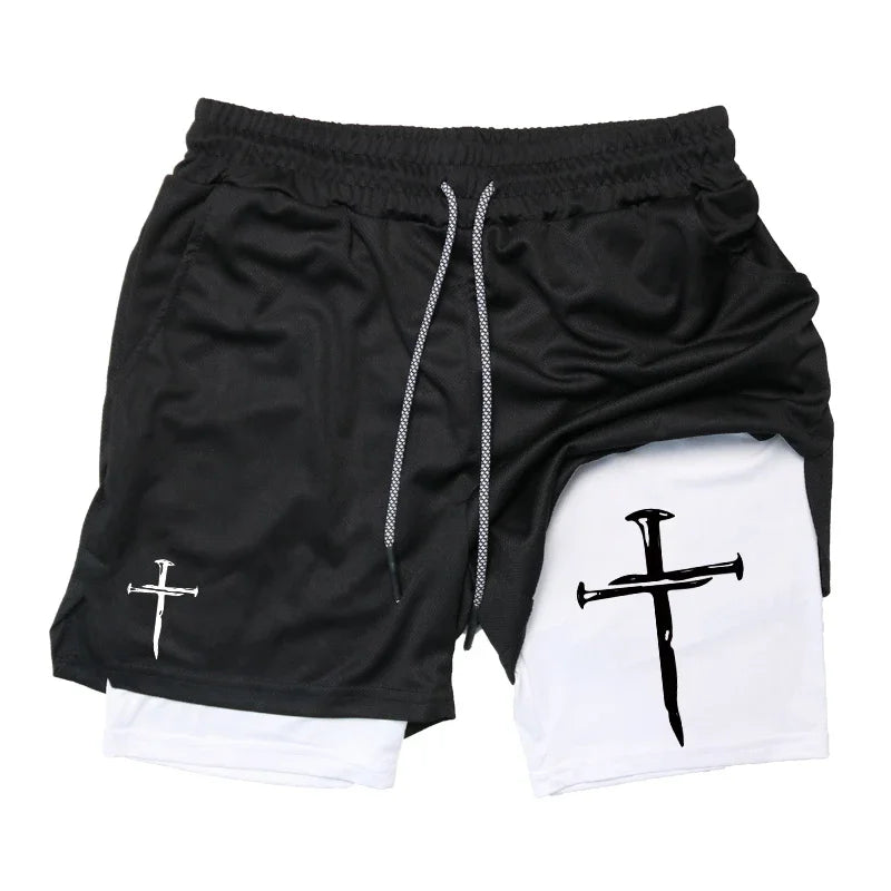 Cross 2 In 1 Workout Shorts For Men With Phone Pocket
