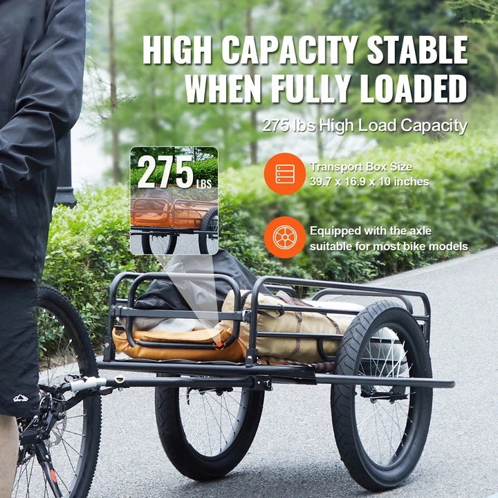 SucceBuy 275 lbs Bike Cargo Trailer Bicycle Wagon Cart Foldable Compact Storage with Universal Hitch 20" Wheels fits Most Bike