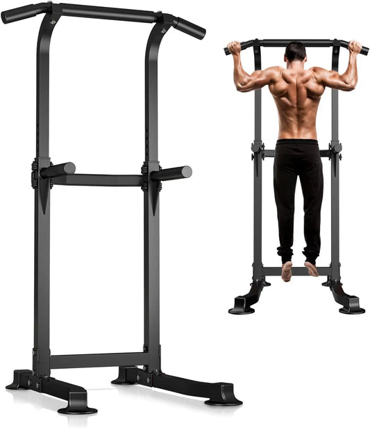 Pull Up Bar Dip Bar Power Tower Workout Dip Station Height Adjustable Free Standing Chin Up Bar Home Gym Equipment 330LBS Weight
