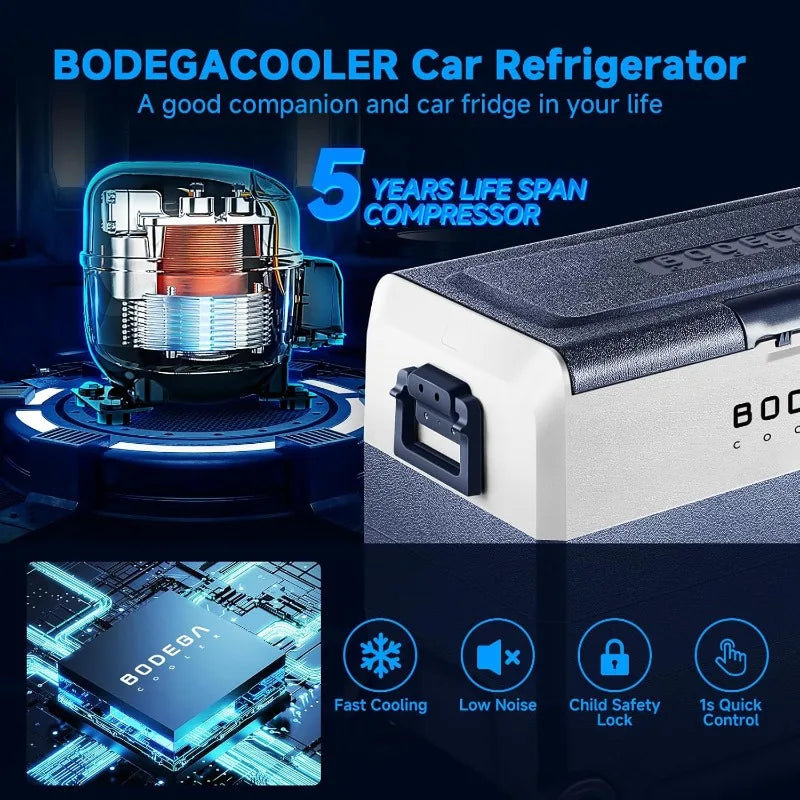 BODEGACOOLER 12 Volt Refrigerator,64 Quart Car Fridge Dual Zone WIFI APP Control,60L Portable Refrigerator Freezer, -4℉-68℉