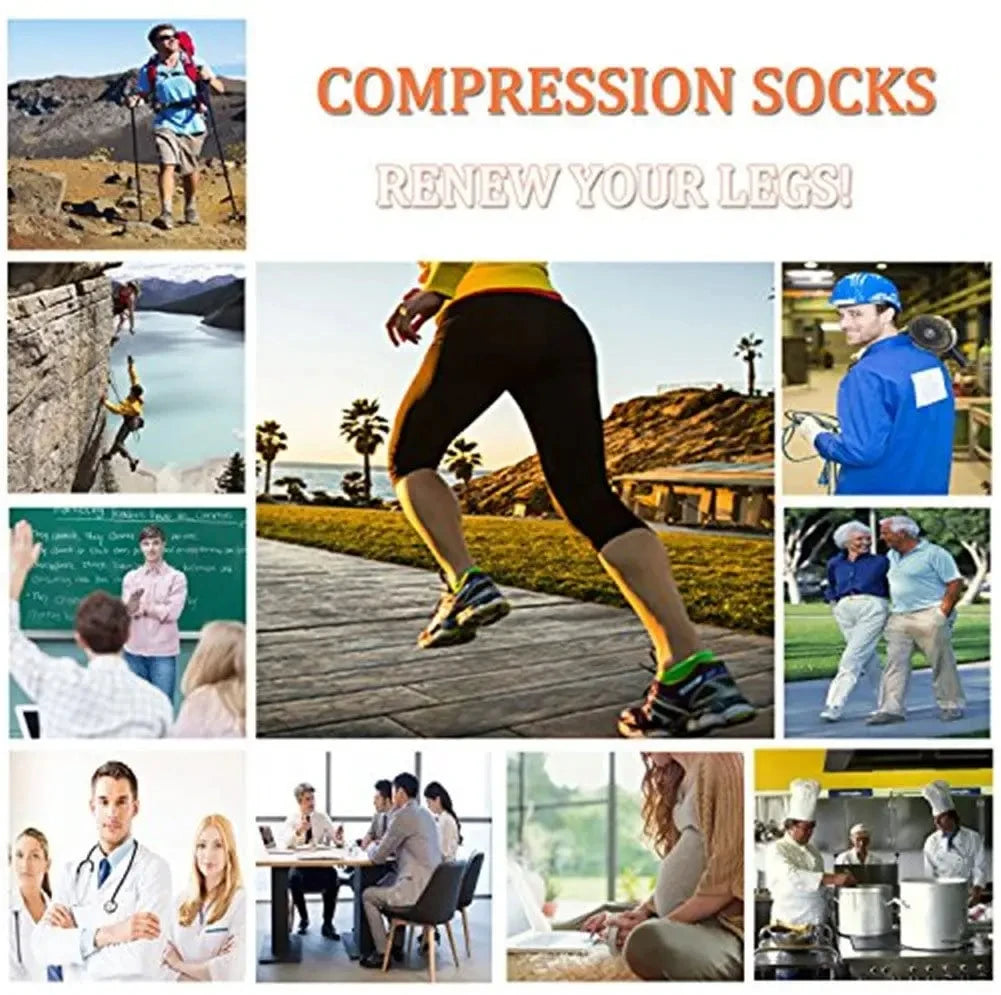 3/6/7Calf Compression Socks Men Medical Varicose Veins Diabetes Edema Sports Socks Running Football Basketball Riding Knee Socks