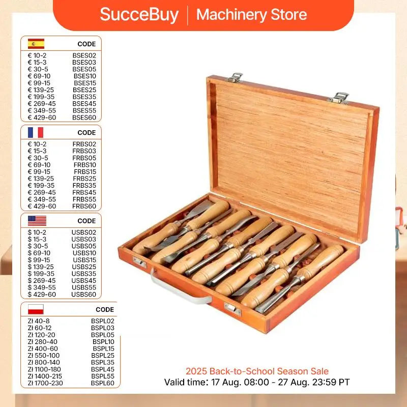 SucceBuy 12PCS Wood Carving Hand Chisel Set Lathe Knife Wood Turning Woodworking Professional Gouges Woodcraft Carpentry Tools