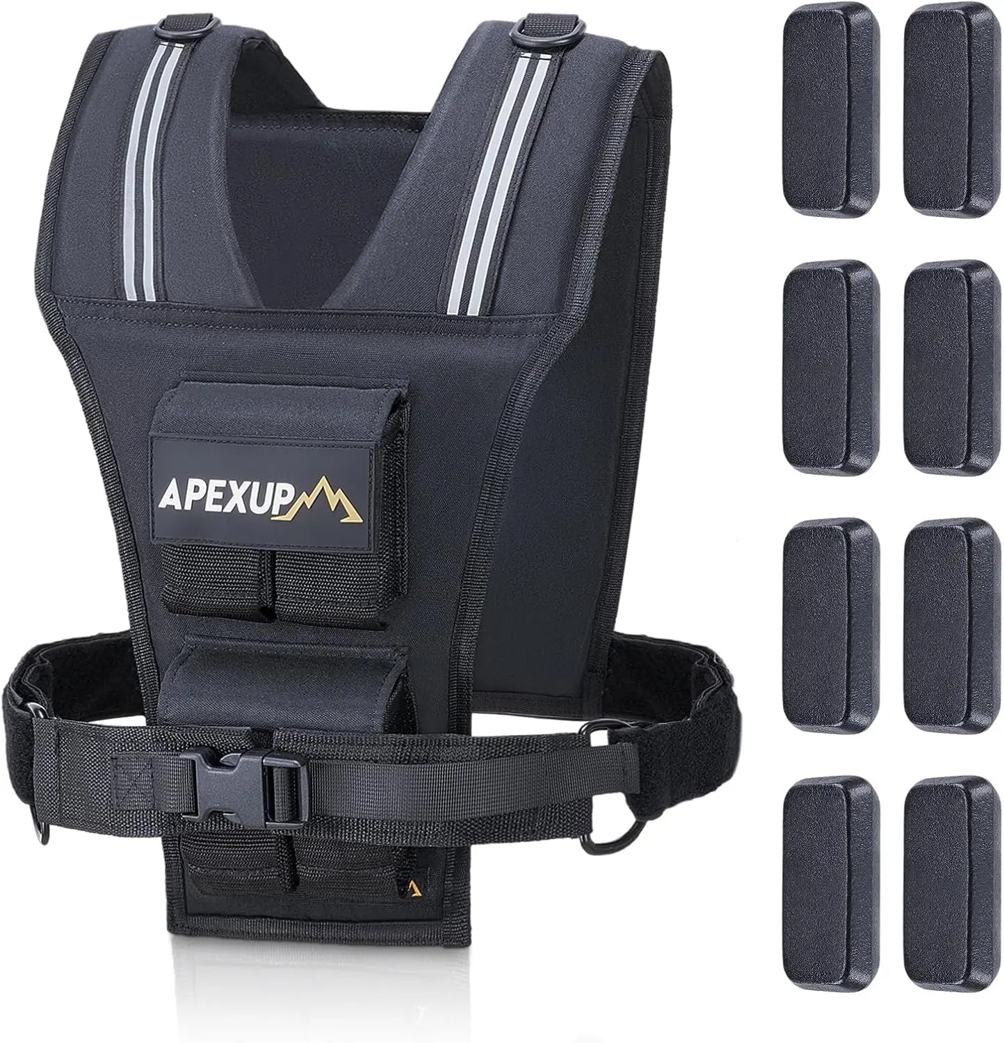 Adjustable Weighted Vest Men 20lbs/30lbs/40lbs Weights with Reflective Stripe, Weight Vest Woman Workout Vest for Strength Train