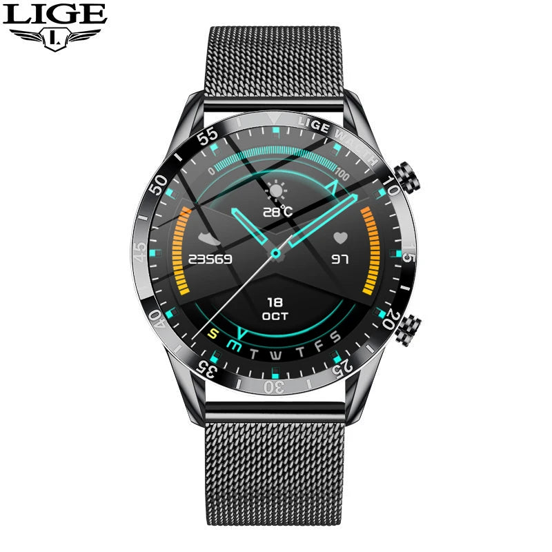 LIGE Full Circle Touch Screen Men Smartwatch Bluetooth