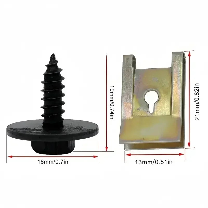 20pcs Mixed Car Metal Screw Tapping Fastener Clip U-Type Clip with Screw Anti-rust Protection Clip Screw Buckle Iron Sheet