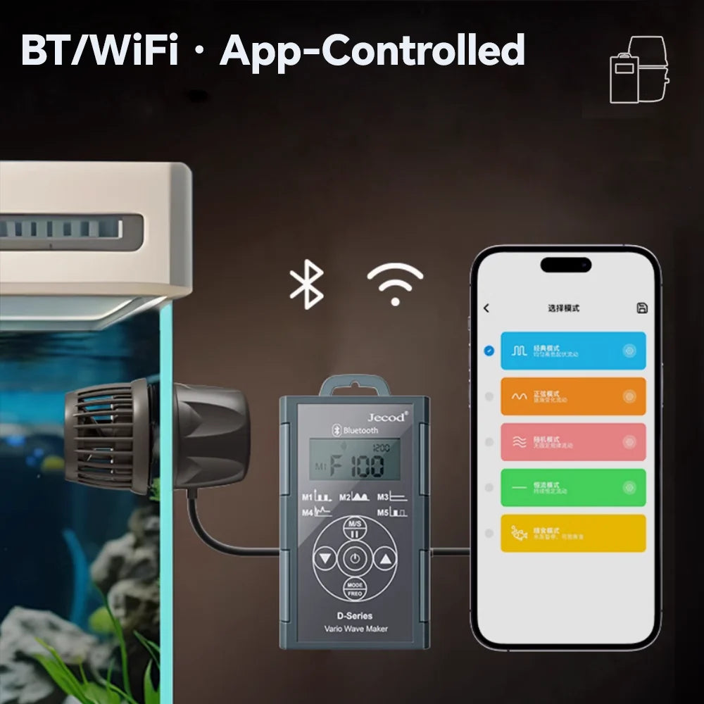 Jebao Jecod New Smart Bluetooth App Control Cordless Freshwater Saltwater Fish Tank DMP-10/20/30/40 Aquarium Wavemaker Pump