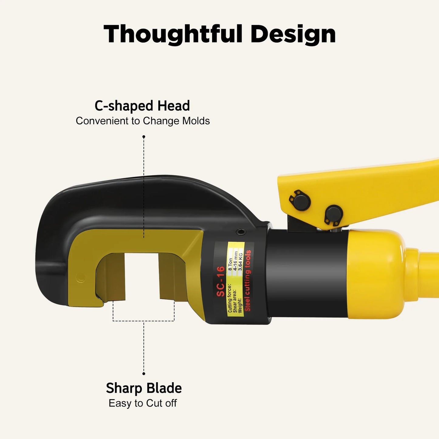 Hydraulic Rebar Cutter with Portable Box, Hydraulic Bolt Cutter, 8 Tone Steel Cutter 4-16 mm,  Industrial Reinforcement Cutter