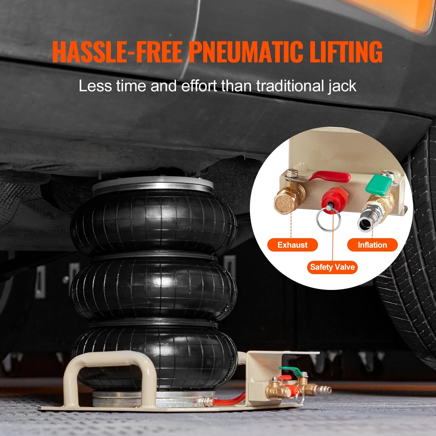 SucceBuy Air Jack 3 Ton Double Bag Air Jack Air Bag Jack Lift Up 3-5s Fast Lifting Air Bag Jack for Cars with Short Handle