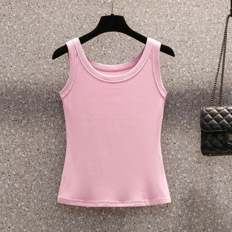 2025 Casual Cotton Comfortable Plus Size Tank Top Women Summer New Sleeveless Tops Wearing Outside Oversized Camisole