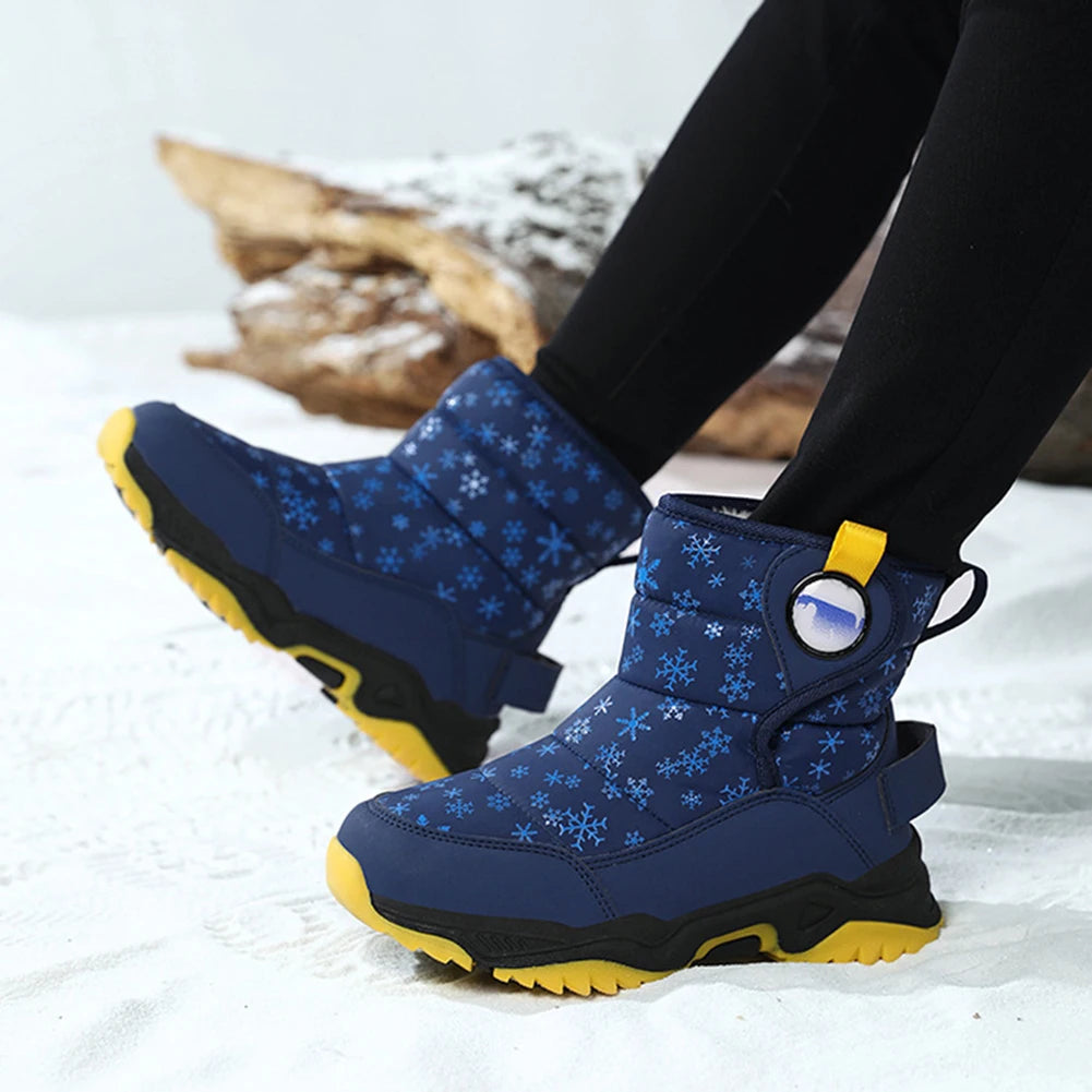 Waterproof Fur Lined Winter Snow Boots For Kids Warm Cozy