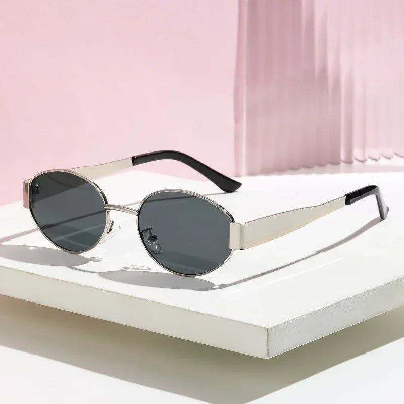 1Pair UV400 Personalized Sunglasses Unisex Vintage Classic Oval Luxury Metal Frame Sun Glasses Goggles for Fishing Cycling Shade