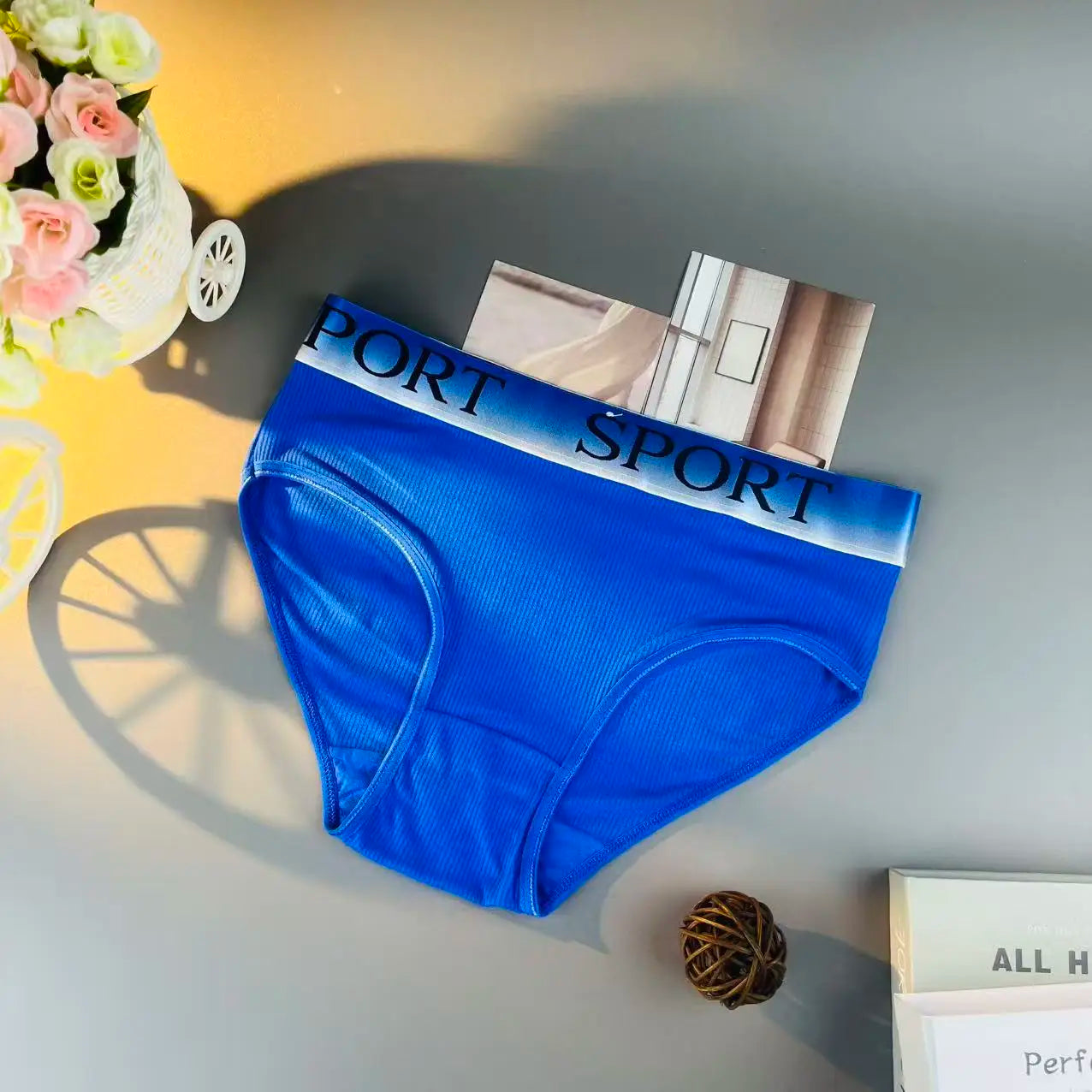 15pcs women's panties with high waistline shaping ‘SPORT’ print breathable lingerie for plus-size women