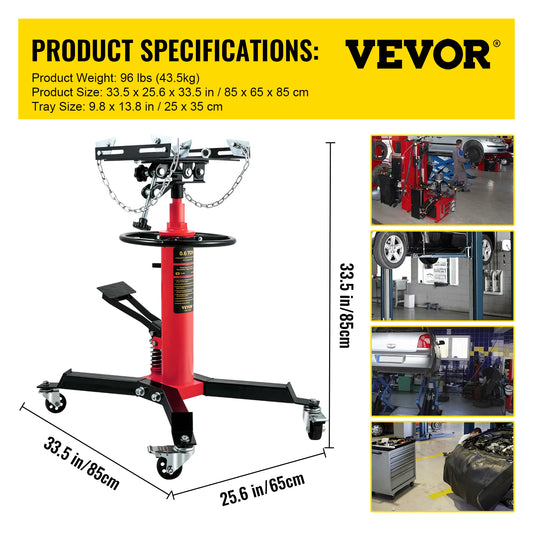 SucceBuy Car Lift Jack Hydraulic Telescopic Transmission Jack Floor Jack Stand with Foot Pedal 360° Swivel Wheel Shop Lift Hoist