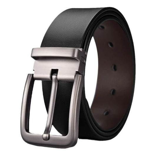 120 130 140cm Leather Cowhide Men's Belt Fashion Metal Alloy Pin Buckle Adult Luxury Brand Jeans Business Waist Male Strap Brand