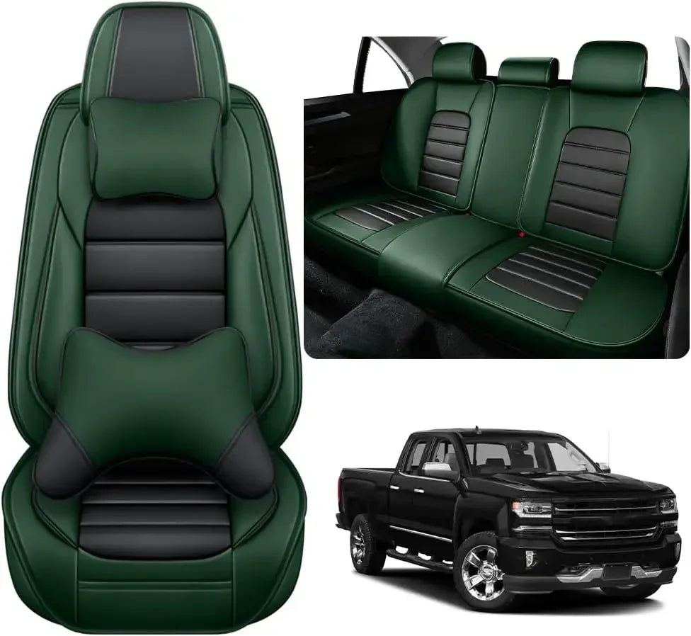 Seat Covers Fit for Toyota Tacoma 2006-2024, Waterproof Nappa Leather Full Coverage Truck Seat Cover, Muscle Sport Style Auto In