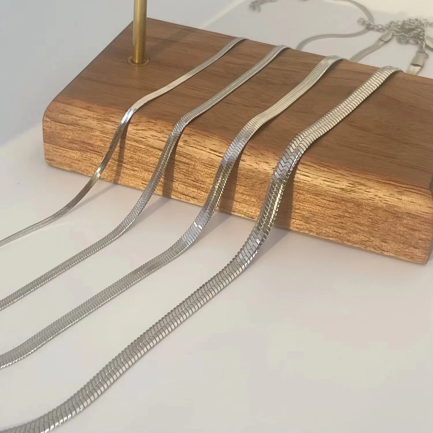 Minimalist Unisex Snake Chain Necklace Stainless Steel Gold