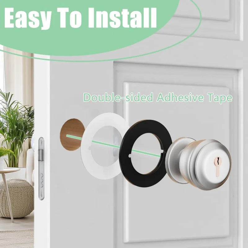 2 Door Knob Plate Cover Matte Black,  Reinforcement,  Deadbolt,  Handle Filler Fixing