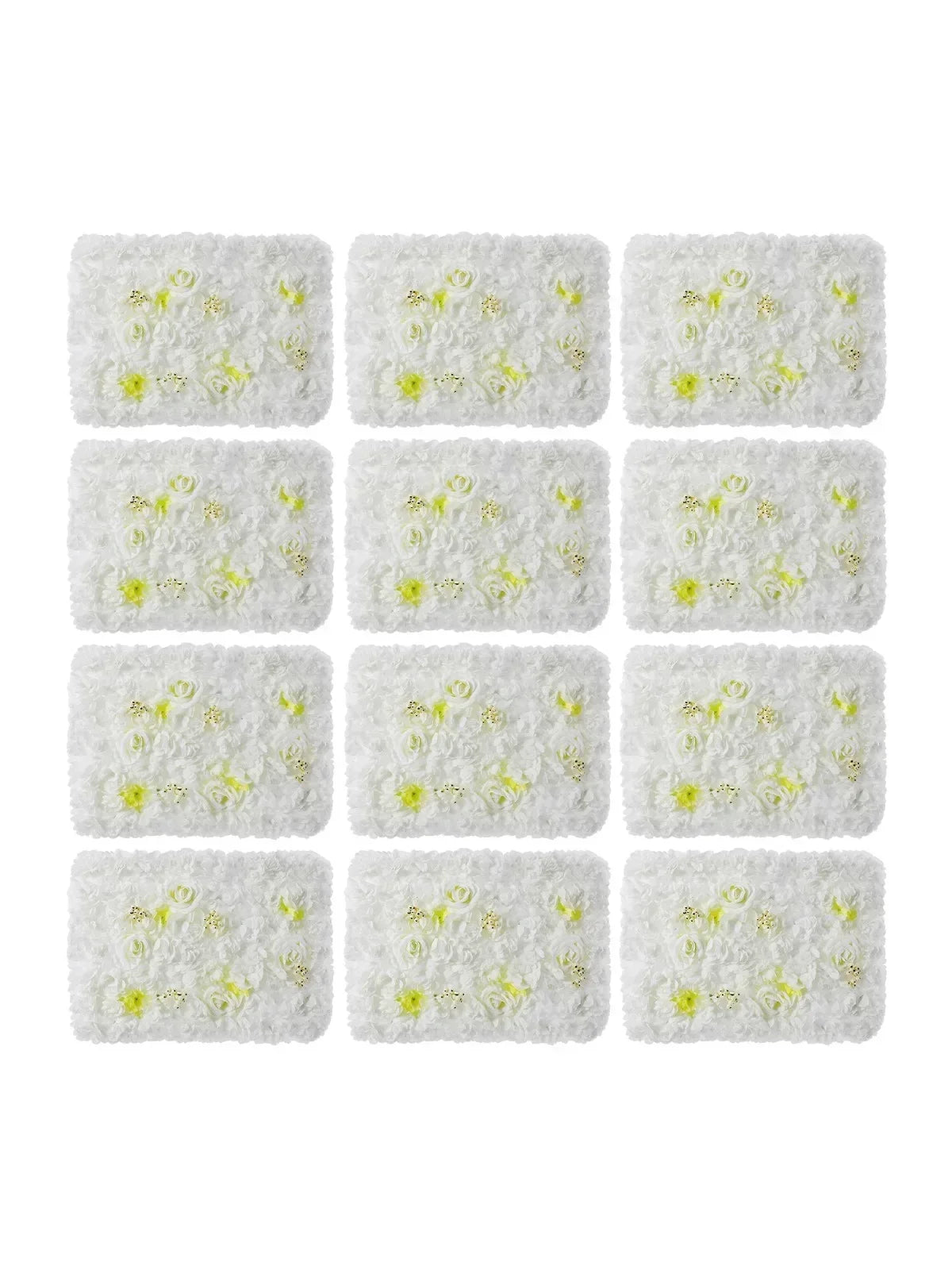 12 Pcs Romantic Silk Rose Panels, Artificial Flower Wall for Wedding Decor,Background Decoration for Photography